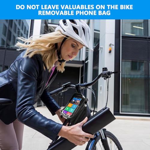 Bike Frame Bag Waterproof, Touchscreen Phone Holder for Top Tube & Ebike | Waterproof touchscreen bike phone holder for top tube, handlebar & ebike; EVA hardcase fits 7" phones, 360 swivel detachable
