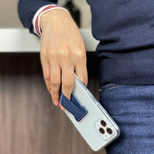 Phone Grip Holder for Hand, Universal Finger Strap Phone Holder, Finger Selfie Grip Compatible with Most Smartphones (Black Blue) -2Pack - color: Black+Blue