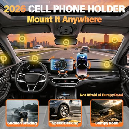 YUHENG 3-Axis Car Phone Holder Mount for Dashboard & Windshield
