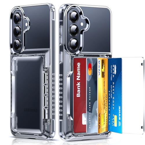 LeYi for Samsung Galaxy-S26-Case Wallet: with Card Holder Clear Phone Funda para for S 26 Cover Rugged Heavy Duty Women Military Grade Shockproof Credit Cards Cases Samsungs26, Transparent - color: Clear, size: Samsung Galaxy S26 6.3''