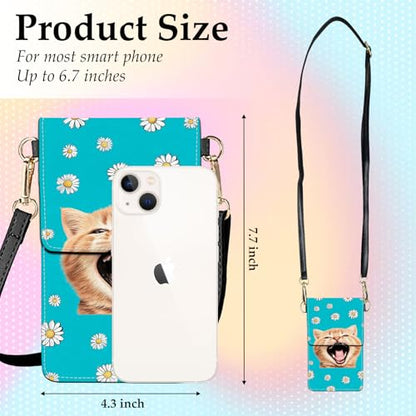 Small Crossbody Bags for Women Touchscreen Cell Phone Bag Cross Body Purses with adjustable Strap,Gifts For Teenage Girls - color: Cat & Daisies