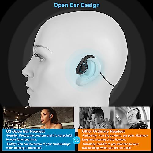 iDIGMALL Bluetooth Headset with Mic, Open Ear Headphones with Microphone - color: Cyan