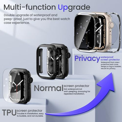 Goton Privacy Waterproof Case for Apple Watch 45mm Series 9/8/7 - color: Clear, size: 45mm