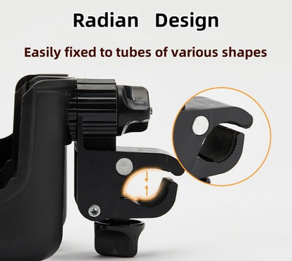 Universal Stroller Cup Holder with Phone Mount – 2-in-1 Adjustable Drink Caddy for Bikes, Walkers & Scooters – Secure Stroller Attachment for Coffee, Water Bottle & Smartphone