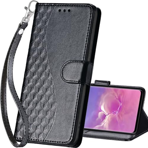 for Samsung Galaxy S10 Wallet case, Black | 3 Card Holders, Kickstand, Shockproof TPU Shell, PU Leather, Magnetic Closure, Protective Flip Folio Cover, Women - color: 3