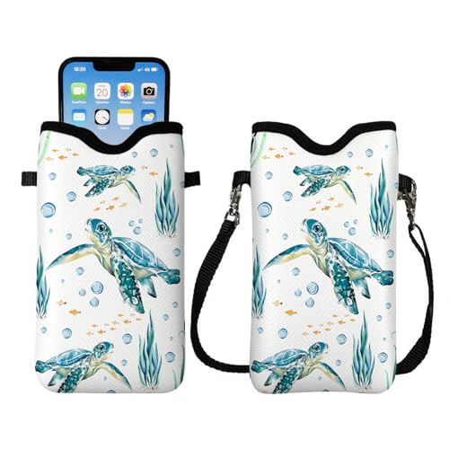 Cell Phone Sleeve Pouch with Adjustable Strap - Sea Turtle - color: Turtle