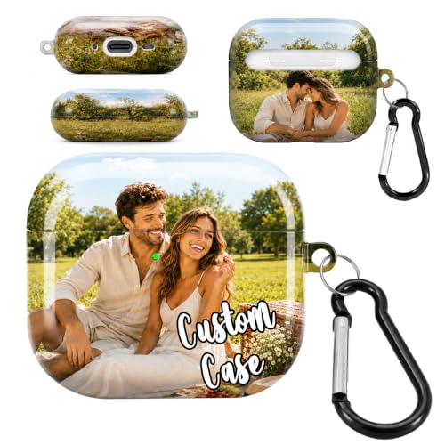 Personalized Photo Case for AirPods 3rd Gen (2021), Custom Picture Name Text Glossy Hard PC Protective Cover for Air Pods 3, Full-Wrap Shockproof Shell with Keychain, Cleaning Pen, Wireless Charging - size: AirPods 3