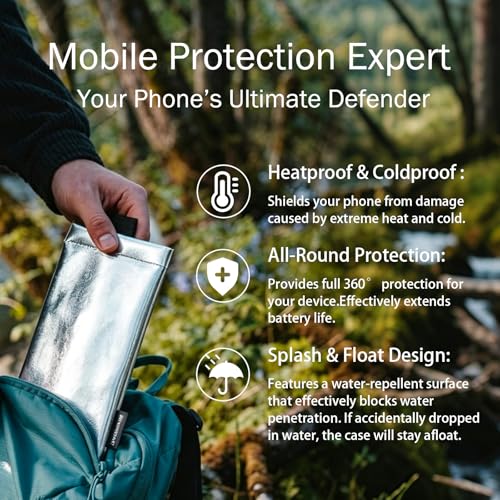 Thermal Phone Case,Prevent OVERHEATING in The Sun, Prevent Lower Temperatures to Extend Battery Life, for iPhone 15Pro/16/16Pro/17/17Pro/Samsung Galaxy and Similar Sized Phones (Silver, Medium) - color: Silver, size: Medium