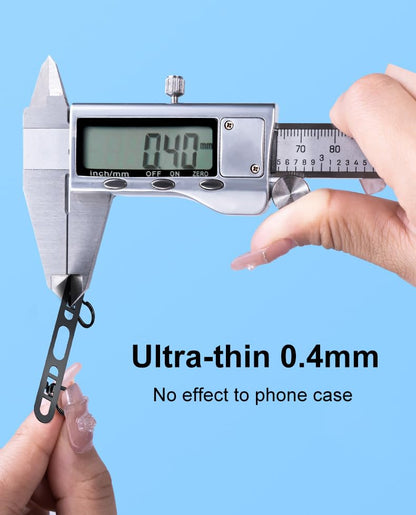 Phone Tether Tab with Two Hook, 0.4mm Ultra-thin Stainless Steel Cellphone Metal Patch,Universal Lanyard Tether Tab for Cell Phone - color: I