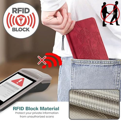 Case Wallet for Motorola Moto G Power 5G 2024, Red | RFID Blocking, 3 Card Holder Stand, Shockproof TPU Shell, PU Leather Magnetic Closure, 6.7-inch - color: Red