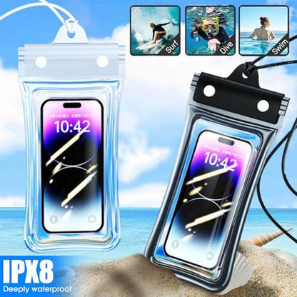 Waterproof Phone Pouch, Floatable Waterproof Phone Pouch with Touchscreen, Universal Cellphone Case, Underwater Photography for Swimming Rafting Diving (White, 26x11cm) - color: White