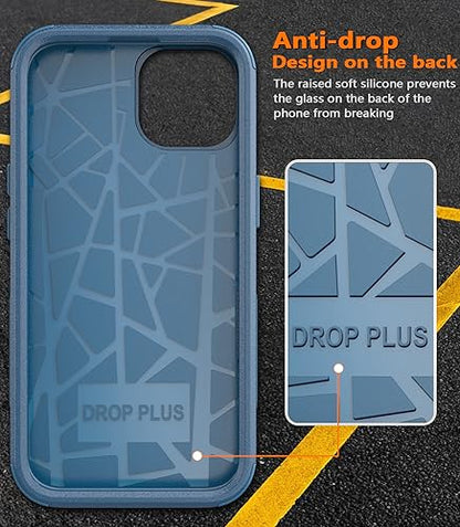 Diverbox for iPhone 15 Pro Case [Shockproof] [Dropproof] [Tempered Glass Screen Protector ],Heavy Duty Protection Phone Case Cover for Apple iPhone 15 Pro 6.1 inch (Blue) - color: Blue