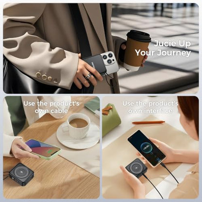 10000mAh Portable Charger Power Bank Built in Cables&Wall Plug - color: Black