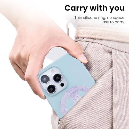 Magnetic Silicone Phone Grip Ring Holder Compatible with MagSafe Phone Case - color: Starlight Purple