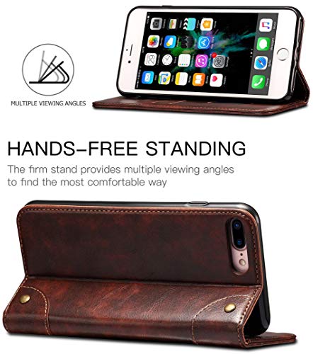iPhone 8 Case, iPhone 7 Case, SINIANL Leather Wallet Folio Case Book Design Flip Cover with Stand and ID Credit Card Slot Magnetic Closure for iPhone 8/7 - color: Brown, size: iPhone 7 / 8 (4.7 inch)