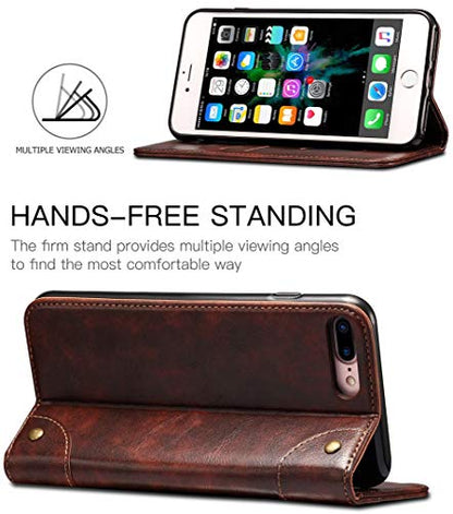 iPhone 8 Case, iPhone 7 Case, SINIANL Leather Wallet Folio Case Book Design Flip Cover with Stand and ID Credit Card Slot Magnetic Closure for iPhone 8/7 - color: Brown, size: iPhone 7 / 8 (4.7 inch)