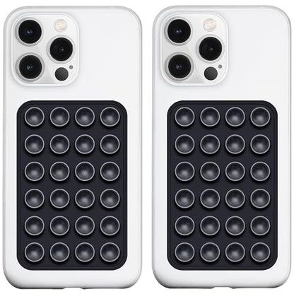 LvShuLiangPin Anteel 2 Pack Silicone Suction Phone Case Mount, Silicon Adhesive Phone Grip for Smartphones, Hands-Free Mirror Shower Phone Holder for Selfies, Tiktok Videos (Black) - color: Black