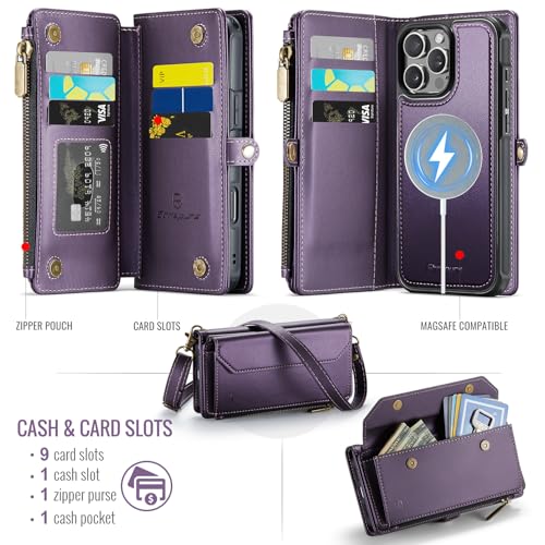 Strapurs for iPhone 15 Pro Magnetic Detachable Wallet Phone Case, Purple - color: (Detachable with Magsafe)-Purple, size: iPhone 15 Pro - 6.1"
