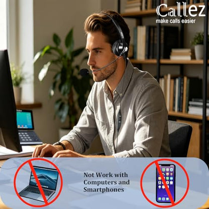 Callez Mono RJ9 Phone Headset with Noise Cancelling Mic for Avaya 1608 1616 - color: Black
