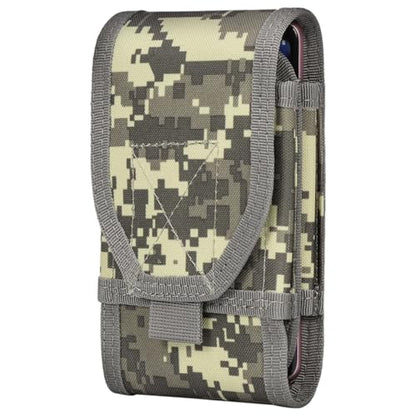 Double Capacity Phone Holster, Tactical Molle Pouch Compact Belt Waist Bag for iPhone 15 Pro Max/15/14 Plus/14/13 Pro Max/12/11/XS Max, Size Large - color: Camouflage Digital Grey