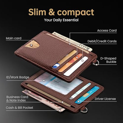 Mayski Slim Wallet, Credit Card Holder for Women, Minimalist Front Pocket RFID Blocking Card Cases, Small Wallet Women Men(Lichee Coffee) - color: Lichee Coffee