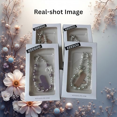 Korean-Style Pearl Butterfly Phone Charm - Luxe Hands-Free Elegance, Universally Compatible with iPhone & Android, Radiating Timeless Charm, Purple - color: 02 Purple Peal Butterfly