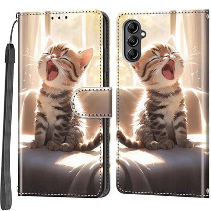 Case Wallet for Samsung Galaxy A14 5G, Cat | Kickstand, 3 Card Holder, Shockproof TPU Interior Shell, PU Leather, Magnetic Flip Cover, Lanyard Strap - color: Pic:05