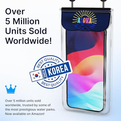 C&K GLOBAL Korean IP68 Waterproof Phone Pouch - Aloha-Inspired Dry Bag Case for iPhone 17 16 15 14 Pro & Galaxy S26 S25 S24 - Made in Korea, Universal Waterproof Case with Detachable Lanyard (White) - color: White