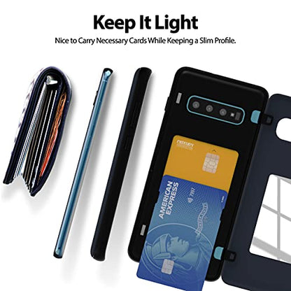 GOOSPERY Magnetic Door Bumper Compatible with Galaxy S10 Plus, Card Holder Wallet Case Easy Magnet Auto Closing Protective Dual Layer Sturdy Phone Back Cover-Midnight Blue - color: Navy, size: Galaxy S10 Plus