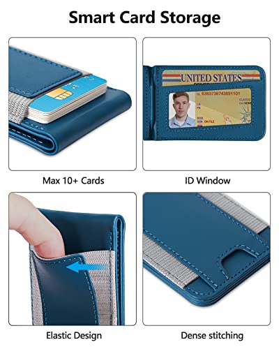 for MagSafe Wallet with Adjustable Stand, 9 Card Holder, Open ID Window - color: Midnight Blue