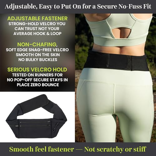 StashBandz Running Belt & Money Belt, 3 Zippered Pockets, Phone Holder - size: Large