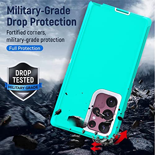 YmhxcY for Galaxy S22 Ultra Case with Self Healing Flexible TPU Film[2 Pack] and Lens Protective Film[2 Pack], Heavy Protection Cover for Galaxy S22 Ultra （6.8“）-Aqua Blue and White - color: Aqua blue and white