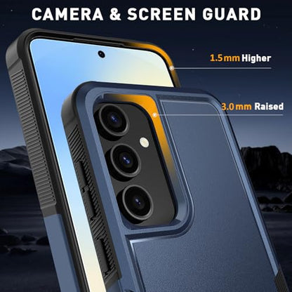 Vinve for Samsung Galaxy S25 FE Case with HD Screen Protector, Military-Grade Shockproof & Dual-Layer Protection, Anti-Slip Grip Design Phone Case, Blue - color: Blue