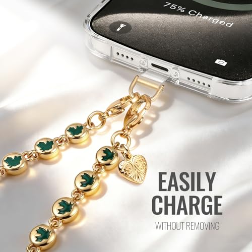 Phone Charm Strap Detachable Wrist Strap For iPhone Anti Theft Strap Phone Chain Wristlet - color: Green