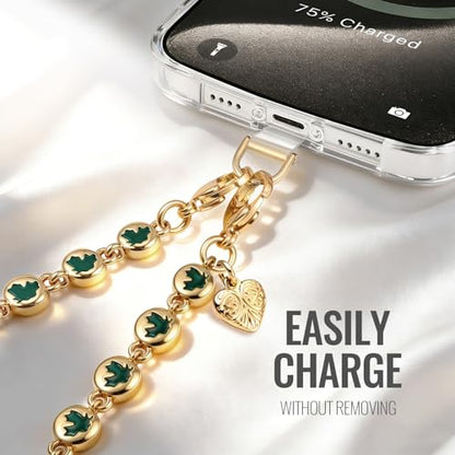 Phone Charm Strap Detachable Wrist Strap For iPhone Anti Theft Strap Phone Chain Wristlet - color: Green