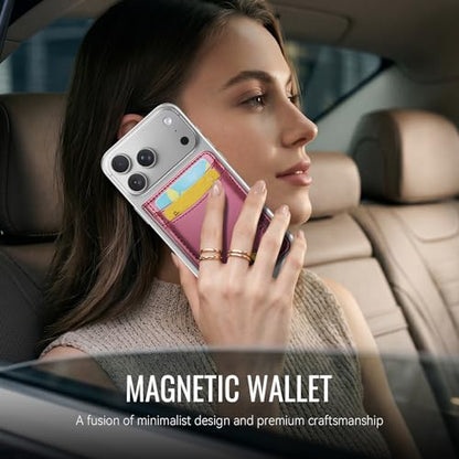 for MagSafe Wallet, Magnetic Phone Wallet RFID Blocking, 6 Cards Holder with Cash Slot,Compatible with Magsafe Phones and Cases for iPhone 17/16/15/14/13/12Pro/Max/Plus - color: wine red