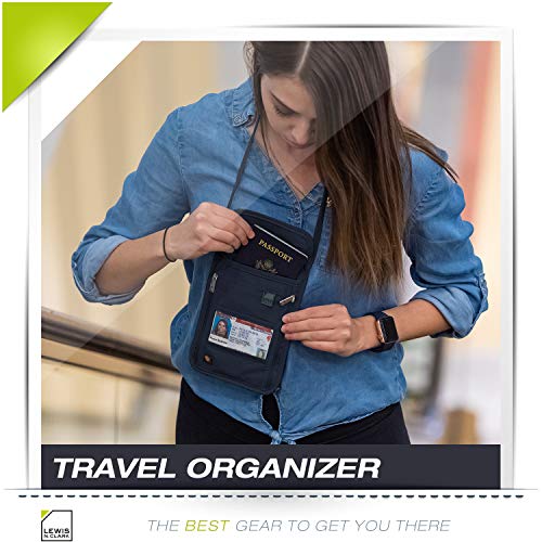 Lewis N. Clark Stash Neck Travel Wallet | RFID Blocking Passport Holder | Protect Personal Information | Navy - color: Navy