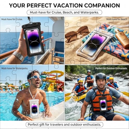 [2 Pack] Universal Floating Waterproof Phone Pouch, IP68 Water Proof Case for All Phones with Detachable Lanyard - Perfect Beach Cruise Essentials for iPhone 16 15 14 Pro Max, Galaxy S25