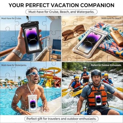 [2 Pack] Universal Floating Waterproof Phone Pouch, IP68 Water Proof Case for All Phones with Detachable Lanyard - Perfect Beach Cruise Essentials for iPhone 16 15 14 Pro Max, Galaxy S25
