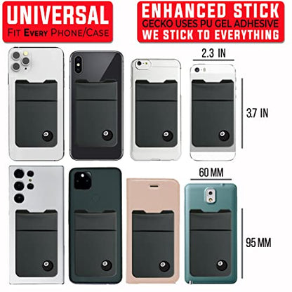 Gecko Travel Tech Double Pocket - Adhesive Card Holder - Cell Phone Pouch - Stick on Spandex Pocket - Carry Credit Cards and Cash (8 BALL) - color: 8 BALL