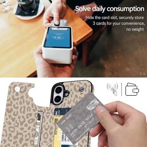 Compatible with iPhone 16 Case Wallet with Card Holder, Flip PU Leather Built-in Card Slots, Kickstand and Shockproof Case for iPhone 16 6.1 inch Women Men (Beige Leopard) - color: Beige Leopard, size: iPhone 16 6.1 inch