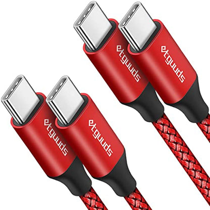 etguuds USB C to USB C Cable 4ft, 2-Pack 60W C to C Cable Fast Charging - color: Red, size: 4ft