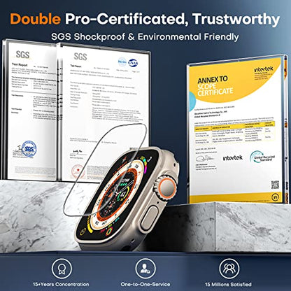 TOCOL 4 Pack Screen Protector for Apple Watch Ultra 3/2/1 49mm, [10X Military-Grade Shockproof], Tempered Glass Screen Protector for iWatch Ultra 49mm, Anti-Scratch, High Definition, Clear - size: 49mm