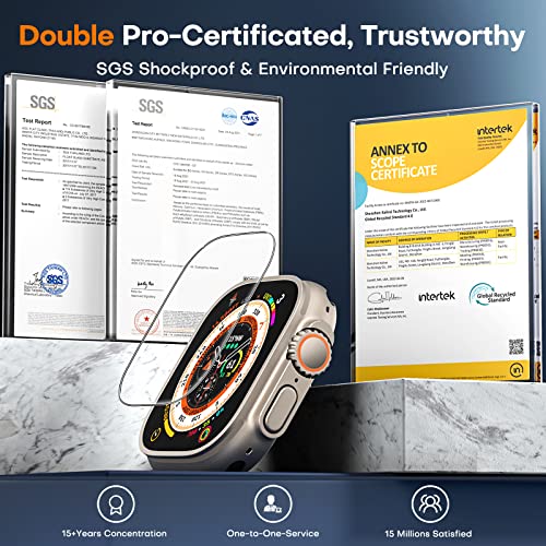 TOCOL 4 Pack Screen Protector for Apple Watch Ultra 3/2/1 49mm, [10X Military-Grade Shockproof], Tempered Glass Screen Protector for iWatch Ultra 49mm, Anti-Scratch, High Definition, Clear - size: 49mm