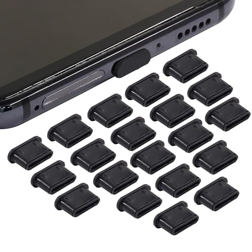 Jiozermi Silicone USB C Anti Dust Plugs, Black, 20Pcs - color: Black, size: 20 Pcs