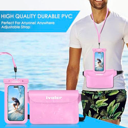 ivoler 2-Pack Waterproof Fanny Pack & Phone Pouch, Dry Bag for Passport, Phone & Wallet, Floating Waterproof Phone Case for Beach, Swimming, Kayaking, Boating, Cruise Essentials & Travel Light Pink - color: Light Pink