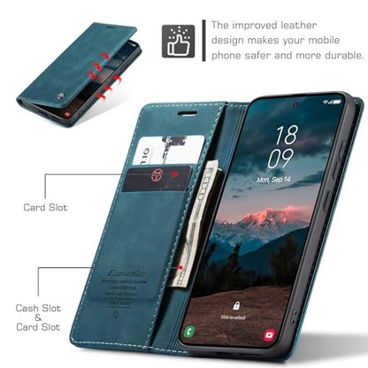 Compatible with Samsung Galaxy S26 Plus Case with Card Holder, Kickstand Protective Flip Folio Leather Wallet Case for Galaxy S26+ Plus 5G 6.7 inch (Blue) - color: Blue, size: S26 Plus 6.7 Inch