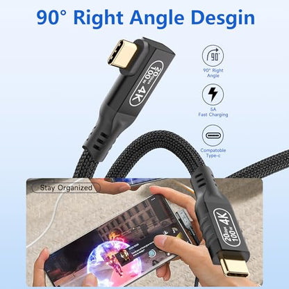 16.5FT USB C to USB C Cable, 20Gbps Data Transfer, 4K 60Hz Video, 100W Fast Charging, Compatible with iPhone 15/16, MacBook Pro, Samsung Galaxy S21/S22/S23 - size: 20Gbps Right Angle cable 16.5ft/5.0m