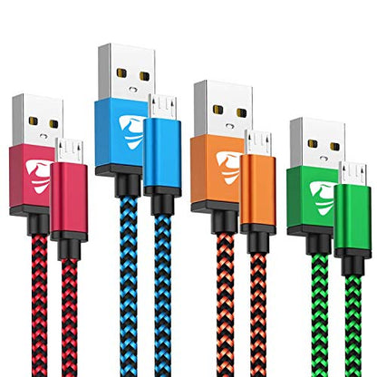 Aioneus Micro USB Cable Fast Android Cord Charger Cable 4Pack [2FT, 3FT, 5FT, 6FT] Cable Charging Cord for Samsung Galaxy S7 Edge S6 S5 J3 J3V J5 J7 J7V Note 5, LG K40 K22 K20, Kindle, Tablet, PS4