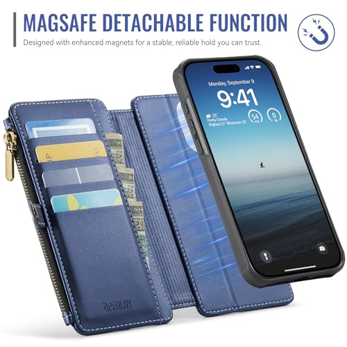 for iPhone 16 Pro Max - Phone Case Wallet Magnetic, Navy Blue - color: Navy Blue, size: iPhone 16 Pro Max